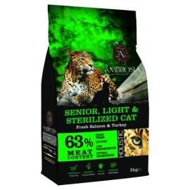 אמברוסיה מזון חתול לייט/סניור הודו וסלמון 1.5 ק"ג ירוק אולטרה פרימיום
